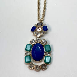 Designer J. Crew Gold-Tone Multicolor Crystal Stone Pendant Necklace
