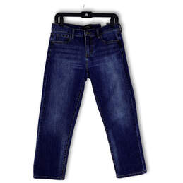 Womens Blue Denim Medium Wash Pockets Comfort Straight Leg Jeans Size 28