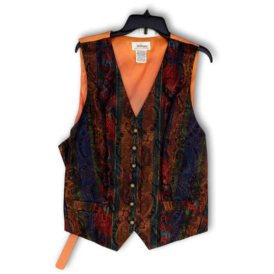 NWT Womens Multicolor Paisley V-Neck Sleeveless Button Front Vest Size 20W image number 1