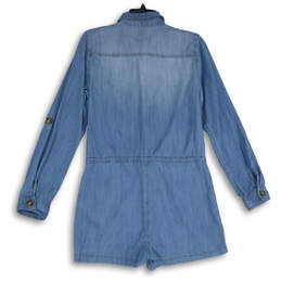 NWT Womens Blue Denim Long Sleeve One-Piece Romper Size Medium alternative image