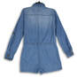 NWT Womens Blue Denim Long Sleeve One-Piece Romper Size Medium image number 2