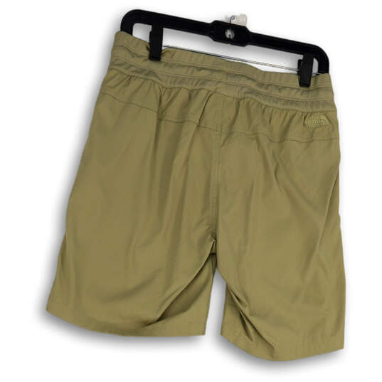 NWT Womens Beige Flat Front Elastic Waist Pockets Bermuda Shorts Size M image number 2
