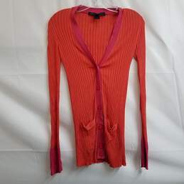 Marc By Marc Jacobs Silk Coral Orange Cardigan Size S