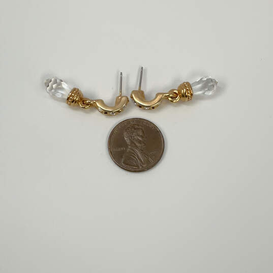 Designer Swarovski Gold-Tone Crystal Cut Stone Fashionable Dangle Earrings image number 2