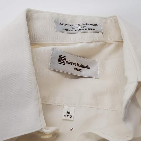Pierre Balmain Men's Cream Cotton Blend Dress Shirt Size 16R image number 3