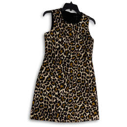 Womens Brown Black Animal Print Sleeveless Back Zip Mini Dress Size 0