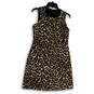 Womens Brown Black Animal Print Sleeveless Back Zip Mini Dress Size 0 image number 1