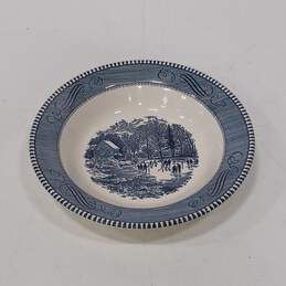 Curried & Ives by Royal Early Winter White and Blue Ceramic Bowl