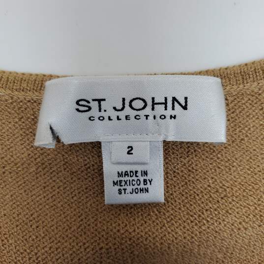 St John Beige Sleeveless Midi Pencil Dress image number 3