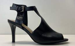 Nine West Infusion Black Leather Peep Toe Ankle Strap Pumps Women's Size 9