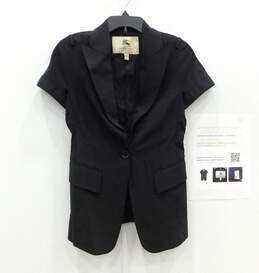 Women's Burberry London Black Short Sleeve Summer Blazer Size 6