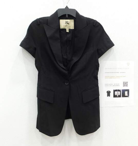 Women's Burberry London Black Short Sleeve Summer Blazer Size 6 image number 1