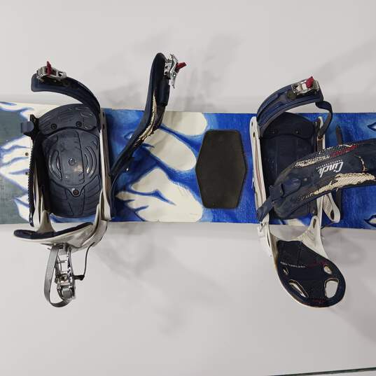 Mountain Dew Blue & White Snowboard with Cinch Buddy K2 Bindings image number 3