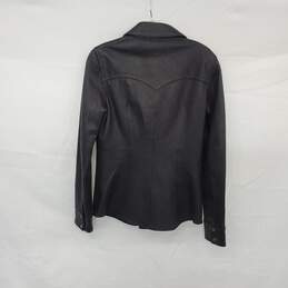 True Religion Black Lamb Leather Snap Button Shirt WM Size L alternative image