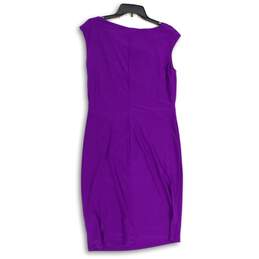 Lauren Ralph Lauren Womens Purple Sleeveless Cowl Neck Sheath Dress Size 12 alternative image