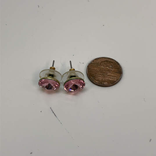Designer Betsey Johnson Gold-Tone Crystal Cut Stone Stud Earrings image number 2