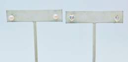 14K Gold Cubic Zirconia Triangle & White Pearl Post Earrings Variety 2.8g