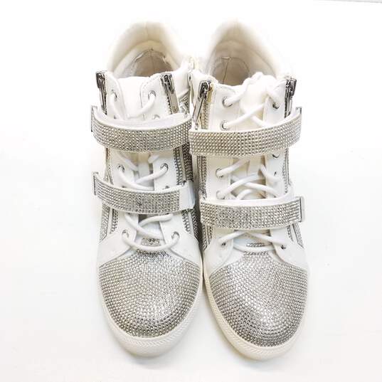 INC International Concepts Debby Sparkle Rhinestone Sneakers Silver 7.5 image number 5