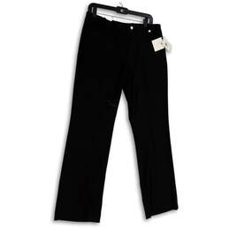 NWT Womens Black Flat Front Stretch Straight Leg Dress Pants Size 8 alternative image