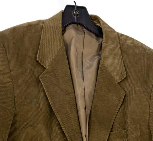 Mens Brown Long Sleeve Pockets Notch Lapel Button Front Blazer Size 44 image number 3