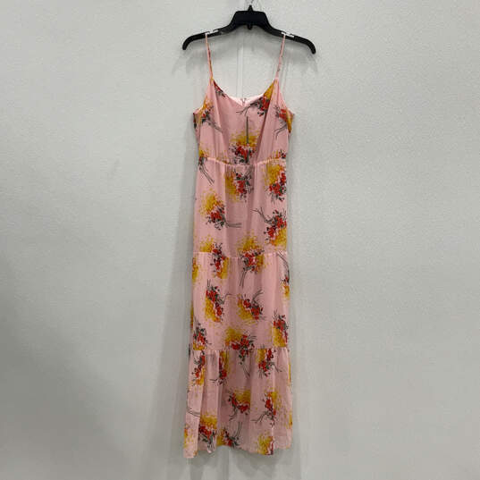 NWT Womens Pink Floral V-Neck Short Sleeve Back Zip Maxi Dress Size 2 image number 2