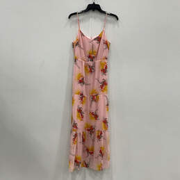 NWT Womens Pink Floral V-Neck Short Sleeve Back Zip Maxi Dress Size 2 alternative image