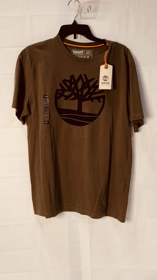 Army Green Men's Timberland Short Sleeve T-Shirt Size: Medium image number 1