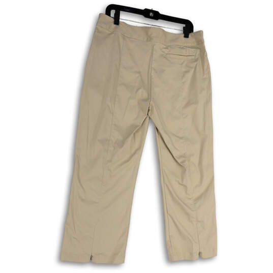 NWT Womens Beige Slash Pockets Straight Leg Pleated Golf Chino Pants Sz 12 image number 2