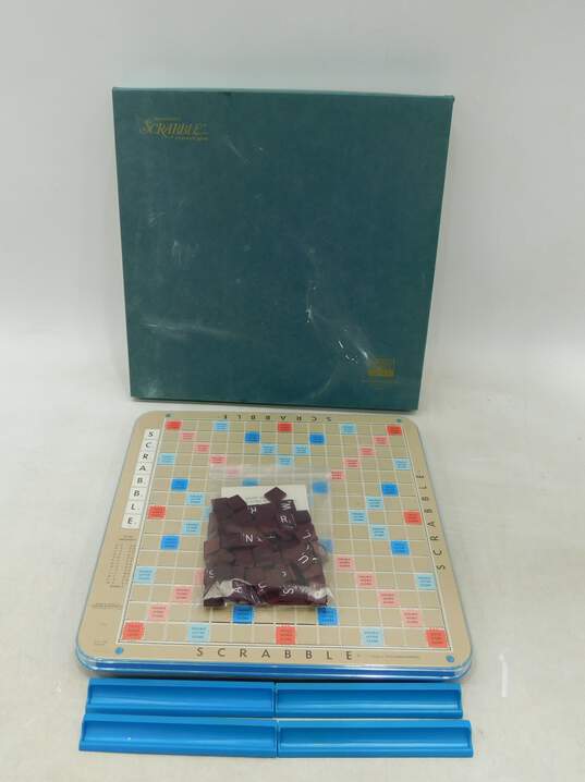 Vintage Deluxe Edition Scrabble Crossword Puzzle Game IOB image number 1
