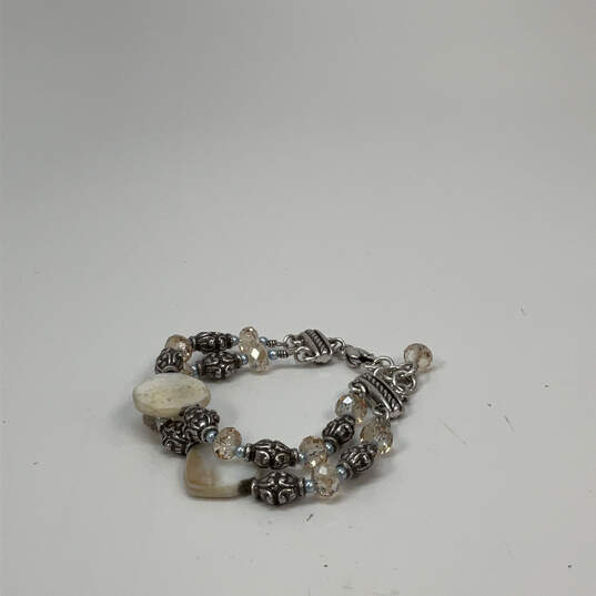 Designer Brighton Silver-Tone Double Strand Oval Stone Beaded Bracelet image number 3