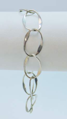 Artisan Sterling Silver Dobbs Signed Open Circle Link Chain Bracelet 3.9g