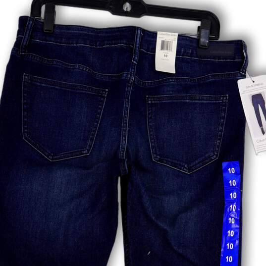 NWT Womens Blue Denim Medium Wash Stretch Slim Boyfriend Jeans Size 10 image number 4