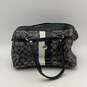 Coach Womens Black White Signature Print Double Top Handle Zipper Handbag image number 1