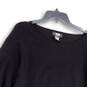 Women's Black Long Sleeve Round Neck Tight Knit Pullover Sweater Size 2X image number 3