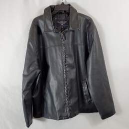 US Polo Assn Men Black Leather Jacket Sz 2XL