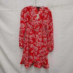 NWT INC WM's Red White Floral Exquisite Garden Ruffle Dress Size SM