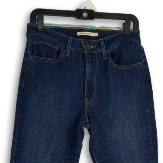 Womens Blue 5 Pockets Design Dark Wash Denim Skinny Jeans Size 30 image number 3