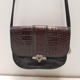 Brighton Brown Croc Leather Crossbody Bag
