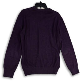 Womens Purple V-Neck Long Sleeve Tight-Knit Pullover Sweater Size Large alternative image