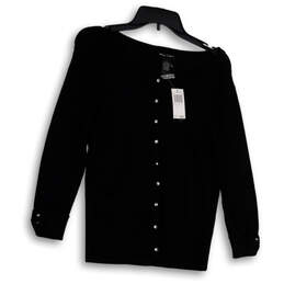 NWT Womens Black Long Sleeve Knitted Button Front Cardigan Sweater Size S