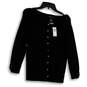 NWT Womens Black Long Sleeve Knitted Button Front Cardigan Sweater Size S image number 1