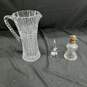 Heavy Diamond Cut Crystal Pitcher / Small Oil Lamp & Stopper Bundle image number 1