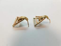 14K Tri Color Gold Geometric Textured Triangle Post Earrings 2.3g alternative image