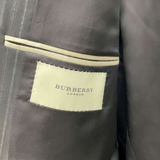 Burberry Mens Brown Striped Notch Lapel Two-Button Blazer Size 46L W/COA image number 3