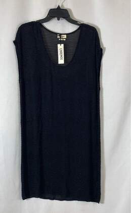 NWT L'agence Womens Black Beaded Sleeveless Scoop Neck Pullover Shift Dress Sz L