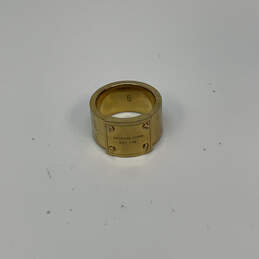 Designer Michael Kors Gold-Tone Steel Plate Round Shape Wide Band Ring alternative image