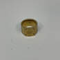 Designer Michael Kors Gold-Tone Steel Plate Round Shape Wide Band Ring image number 2