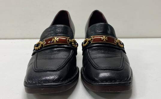 Tory Burch Perrine Black Leather Buckle Heels Shoes Size 8 M image number 2