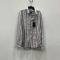 NWT Mens Multicolor Striped Shaped Fit Long Sleeve Button-Up Shirt Size XL image number 1