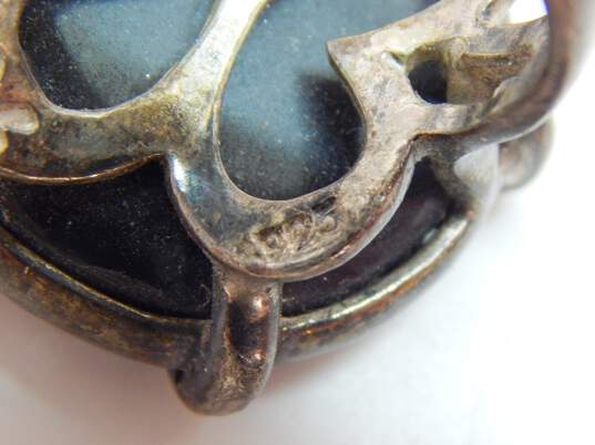 Artisan 925 Sterling Silver Hammered Open Circle & Agate Statement Rings 24.4g image number 5